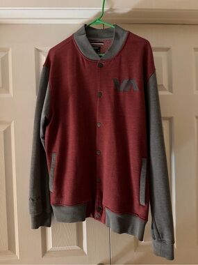RVCA Maroon Body with Gray Collar Sweatshirt